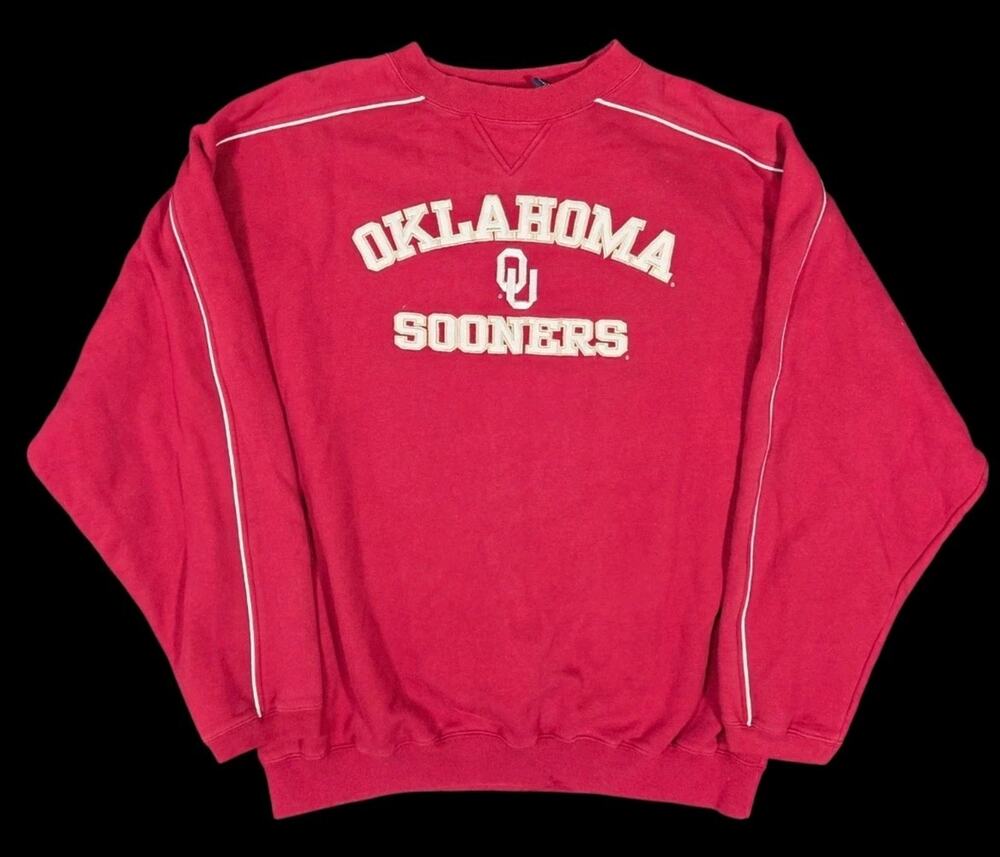 90s Y2K Oklahoma Sooners Pullover Sweatshirt Embroidered OU Crewneck Size XL Vtg